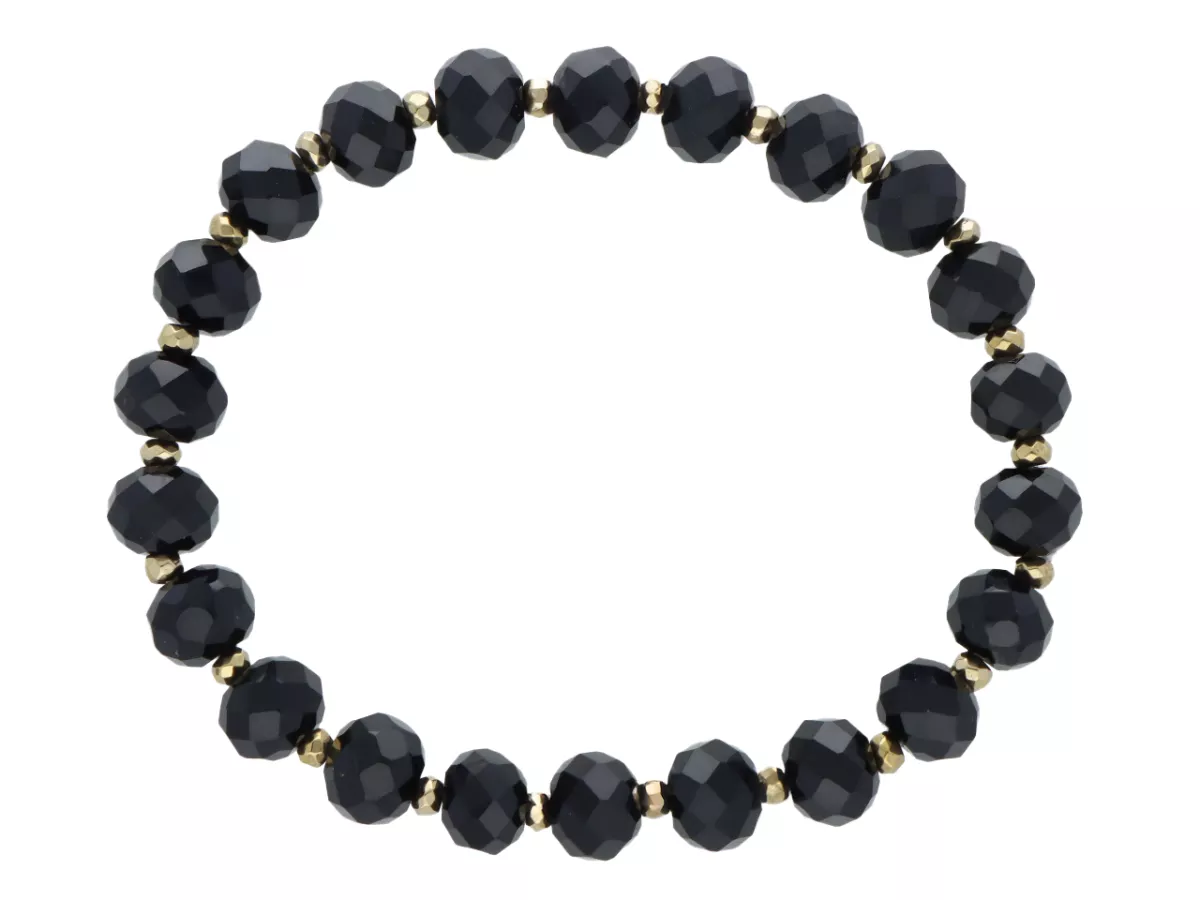 R5E63 BRANSOLETKA AGAT CZARNY I HEMATYT