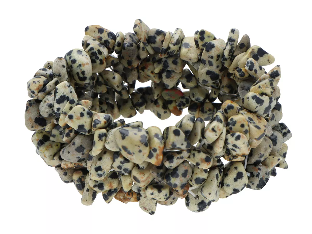 R5B56 BRANSOLETKA JASPIS DALMATYŃSKI SIECZKA