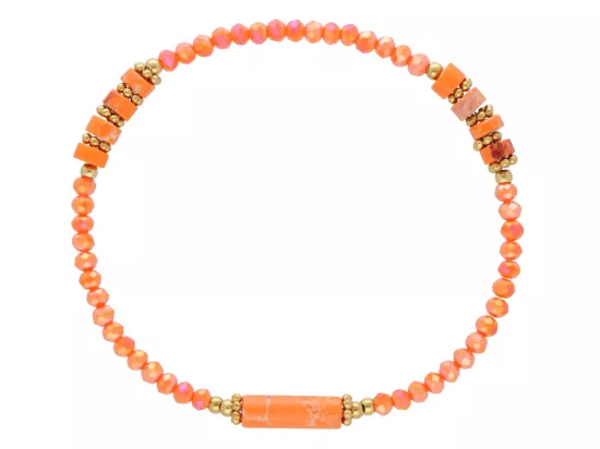 R5C88 BRANSOLETKA JASPIS CESARSKI KRYSZTAŁKI I STAL CHIRURGICZNA