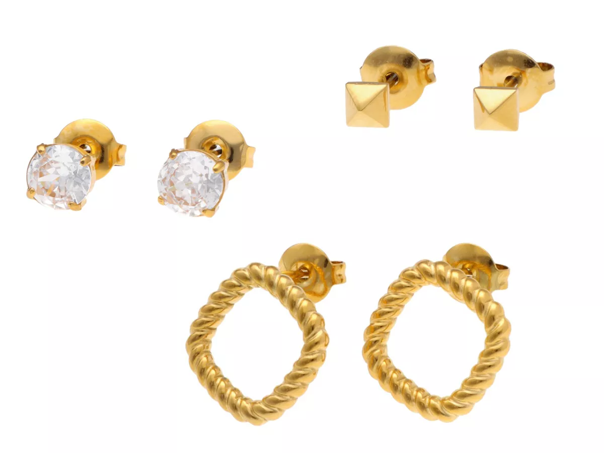 U1Z23 ZESTAW KOLCZYKÓW STAL CHIRURGICZNA 3 PARY