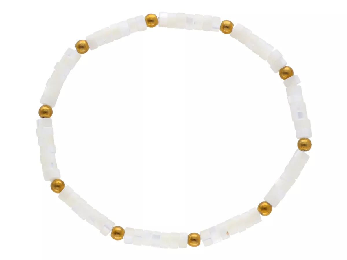 R5A58 BRANSOLETKA MASA PERŁOWA STAL CHIRURGICZNA