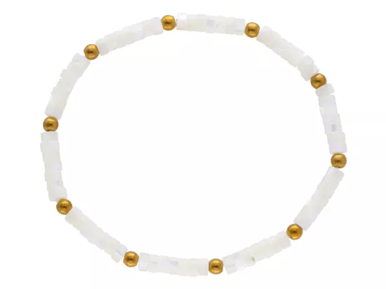 R5A58 BRANSOLETKA MASA PERŁOWA STAL CHIRURGICZNA