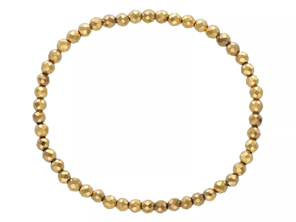 R5C52 BRANSOLETKA HEMATYT MIODOWY KULE FASETOWANE 4 mm