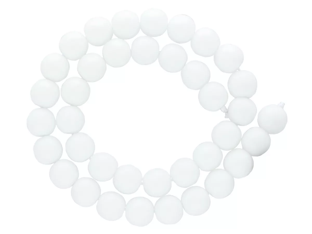 K6K69 AGAT BIAŁY KULE FASETOWANE 10 mm -  1 SZNUR