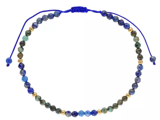 R4O20 BRANSOLETKA SHAMBALLA LAPIS LAZULI TURKUS AFRYKAŃSKI I STAL