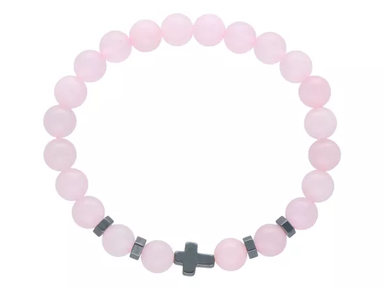 R4O00 BRANSOLETKA KWARC RÓŻOWY KULE 8 mm