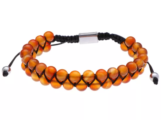 R4T33 BRANSOLETKA SHAMBALLA AGAT KARNEOLOWY I STAL CHIRURGICZNA