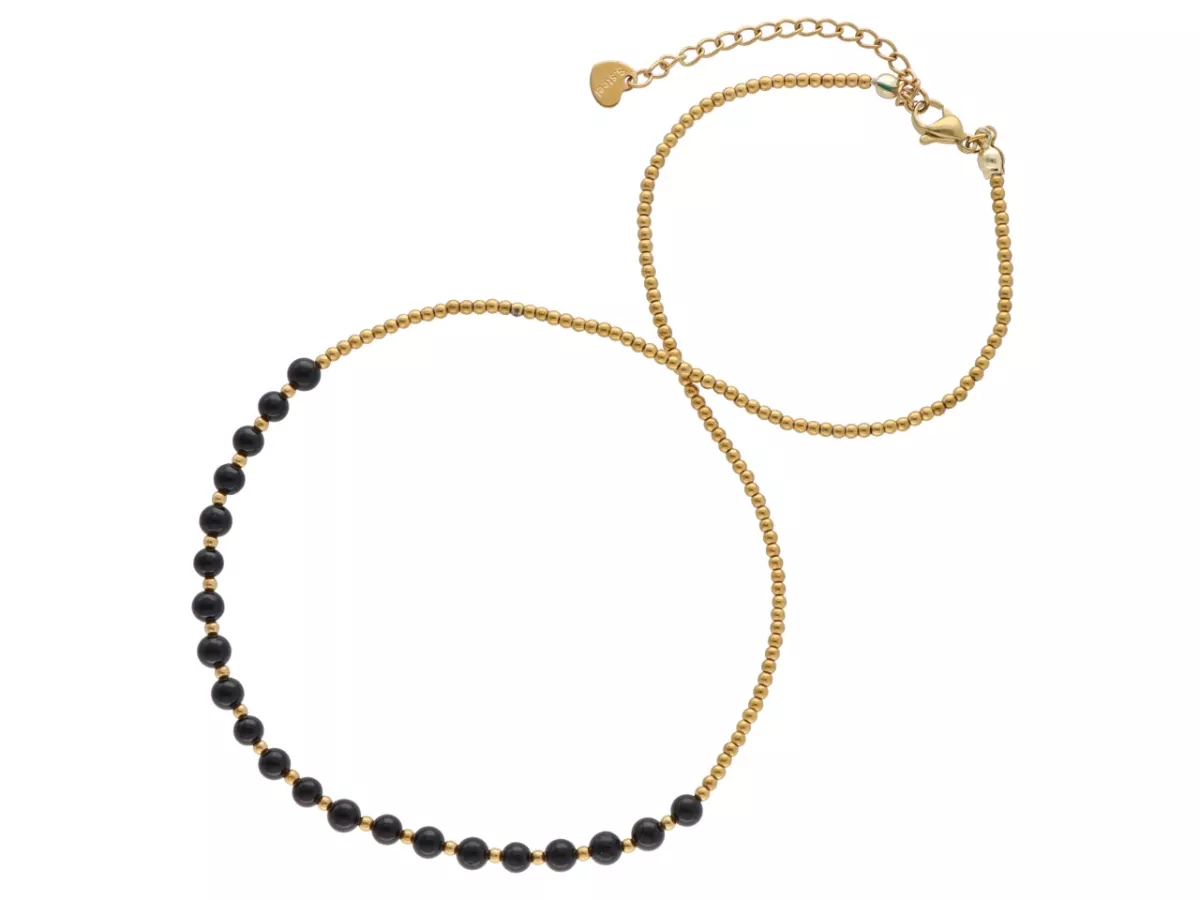 N3O99 NASZYJNIK TURMALIN CZARNY I HEMATYT MIODOWY