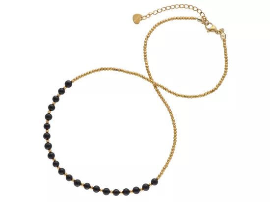 N3O99 NASZYJNIK TURMALIN CZARNY I HEMATYT MIODOWY