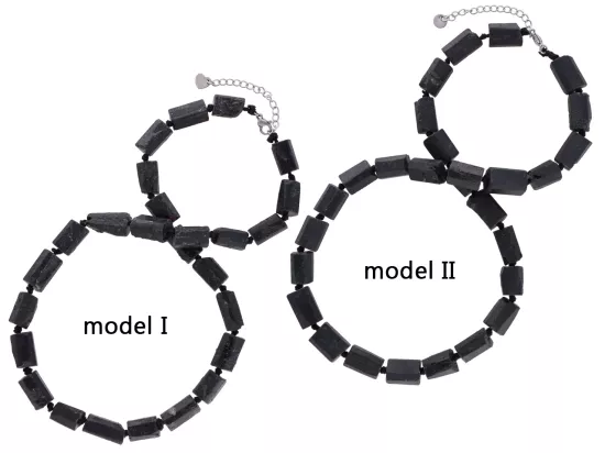 N3L38 NASZYJNIK TURMALIN CZARNY MATOWY