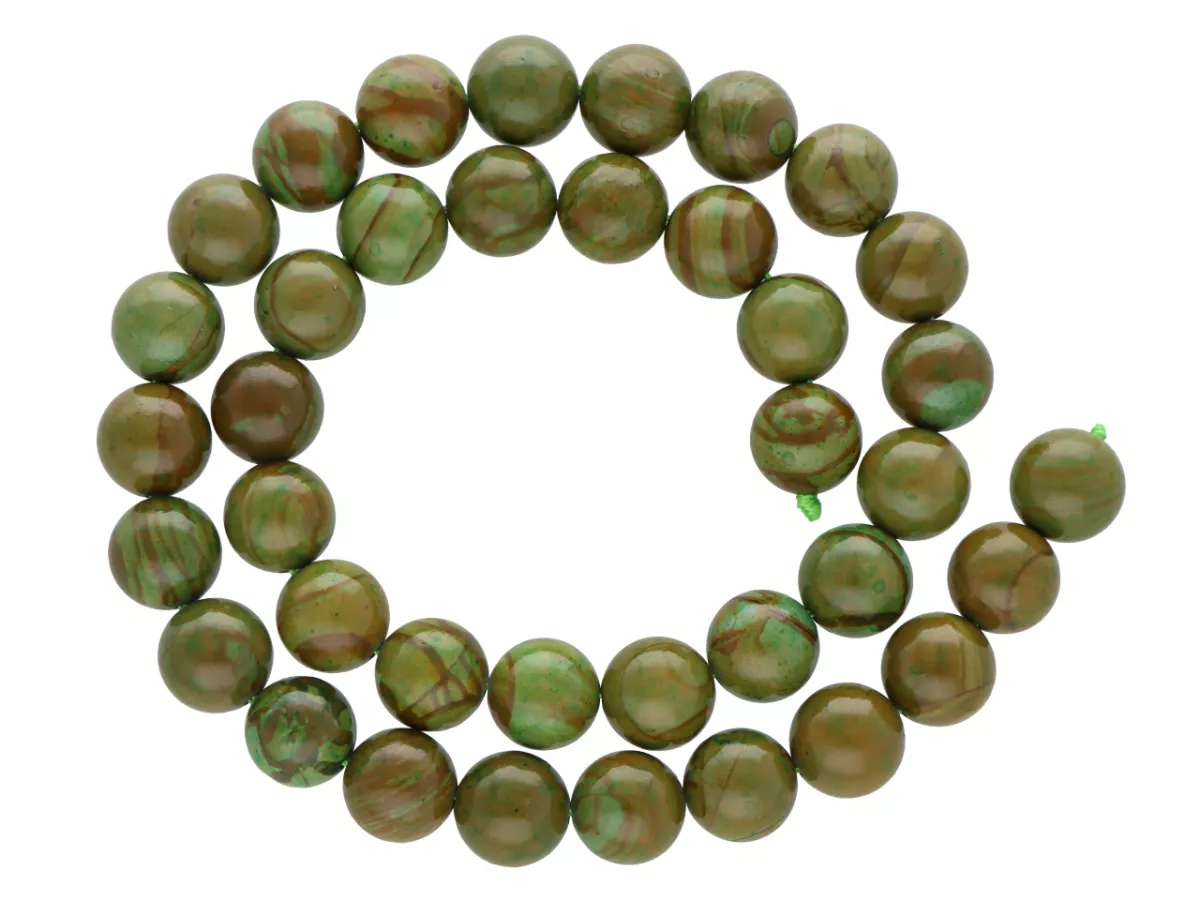 K6X74 JASPIS MORSKI BRĄZOWY KULE 10 mm - 1 SZNUR