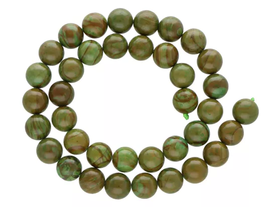 K6X74 JASPIS MORSKI BRĄZOWY KULE 10 mm - 1 SZNUR