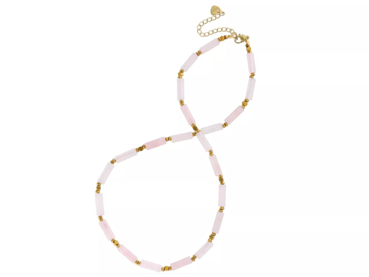 N3M71 NASZYJNIK KWARC RÓŻOWY I HEMATYT