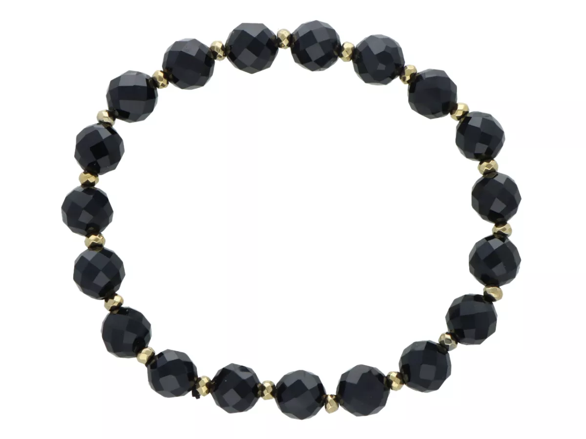 R5B98 BRANSOLETKA AGAT CZARNY I HEMATYT
