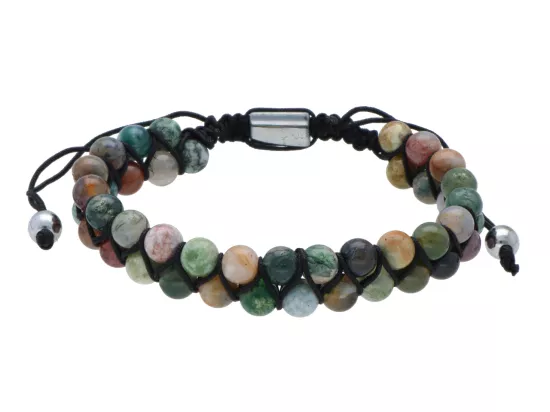 R4T43 BRANSOLETKA SHAMBALLA AGAT INDYJSKI I STAL CHIRURGICZNA