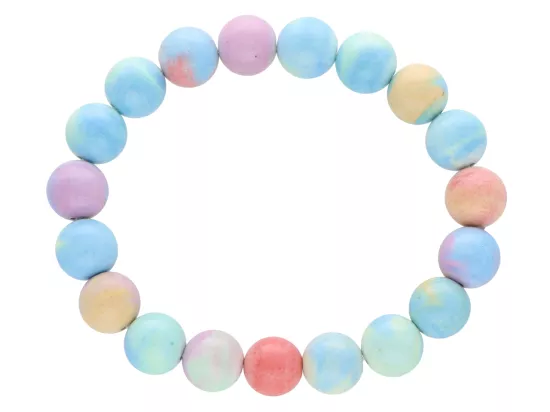 R4N14 BRANSOLETKA BIAŁY AGAT BARWIONY KULE 10 mm