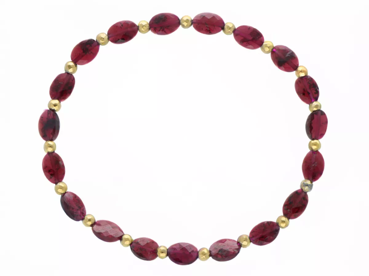 R5E23 BRANSOLETKA GRANAT I HEMATYT MIODOWY