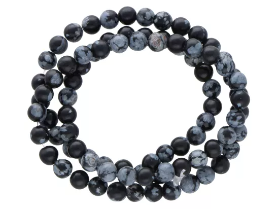 K6R08 OBSYDIAN ŚNIEŻNY KULE 4,5 mm 1 SZNUR