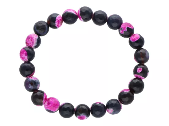 R4H58 BRANSOLETKA AGAT KULE FASETOWANE 8 mm