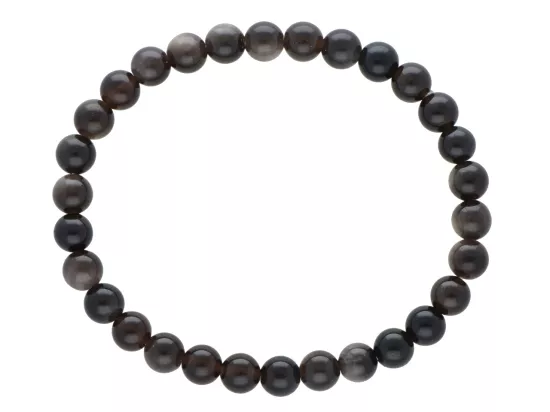 R5E20 BRANSOLETKA OBSYDIAN SREBRNY KULE 6,5 mm