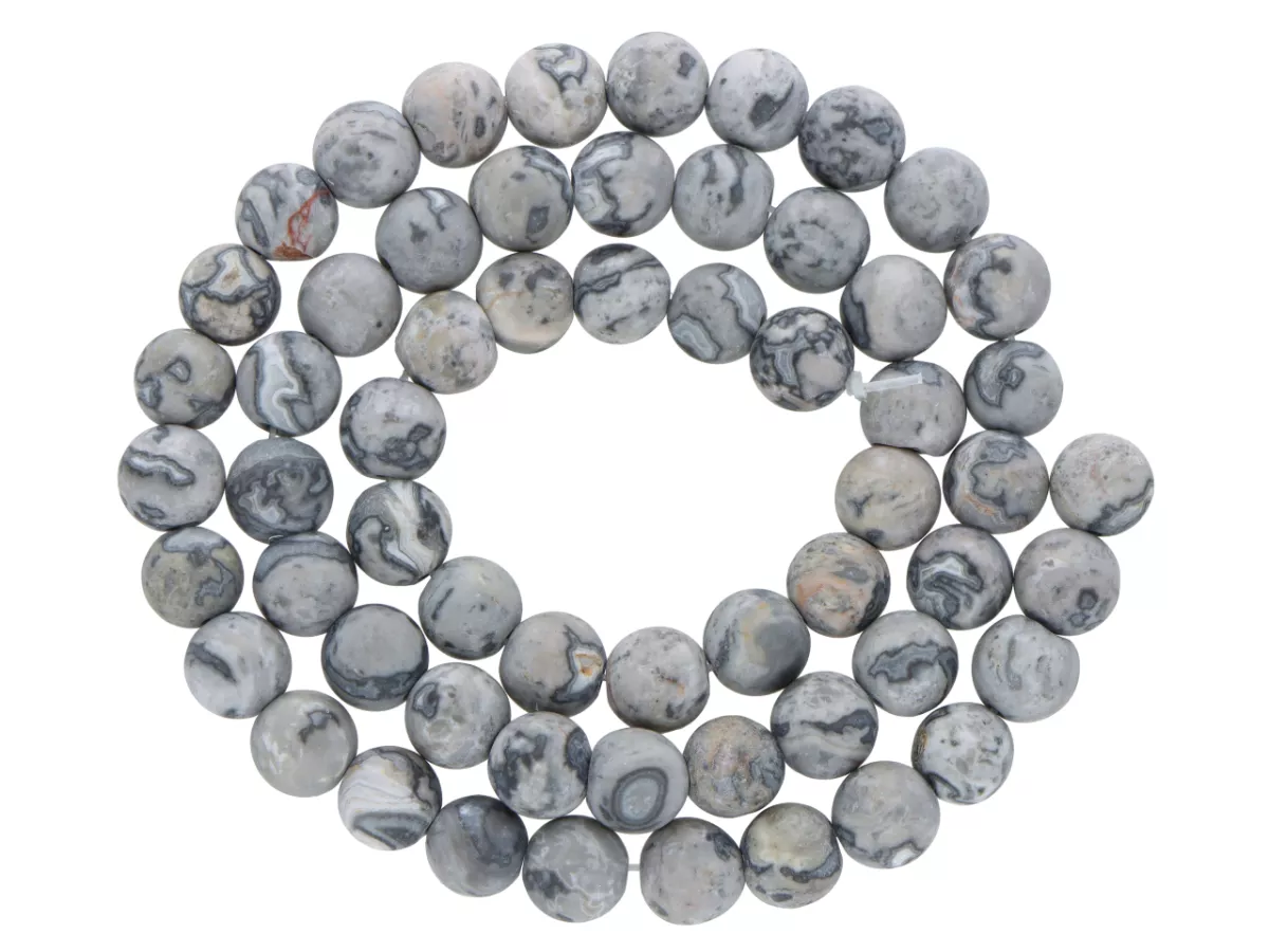 K6W39 JASPIS PICASSO SZARY MATOWY KULE 6,5 mm - 1 SZNUR