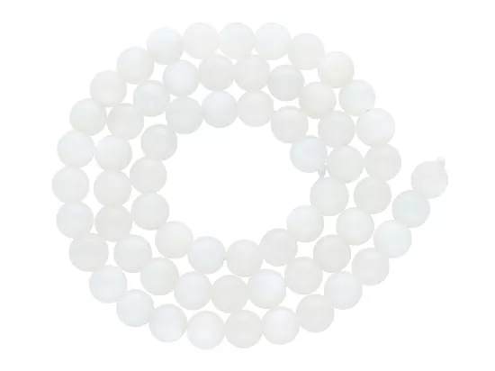 K7J01 BIAŁY KAMIEŃ KSIĘŻYCOWY KULE 6,5 mm - 1 SZNUR