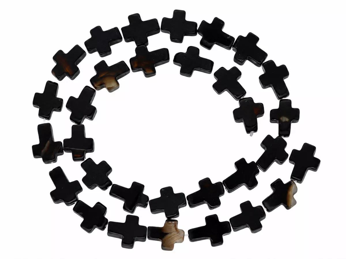 K7S05 AGAT CZARNY KRZYŻYKI 10/12 mm - 1 SZNUR