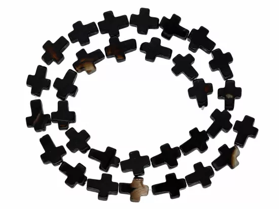 K7S05 AGAT CZARNY KRZYŻYKI 10/12 mm - 1 SZNUR
