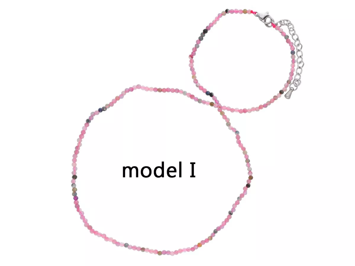 N2P20 NASZYJNIK TURMALIN KULE FASETOWANE 2 mm