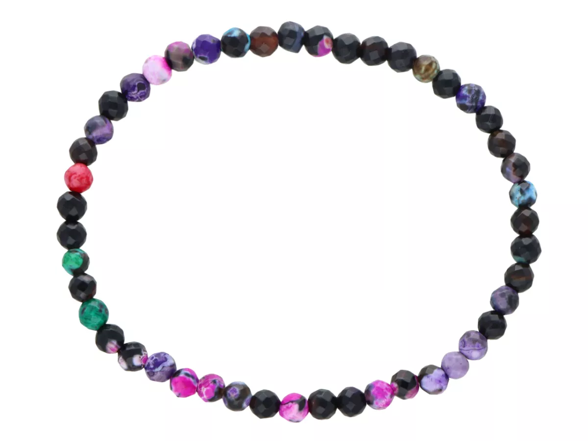 R5G79 BRANSOLETKA AGAT OGNISTY KULE FASETOWANE 4 mm