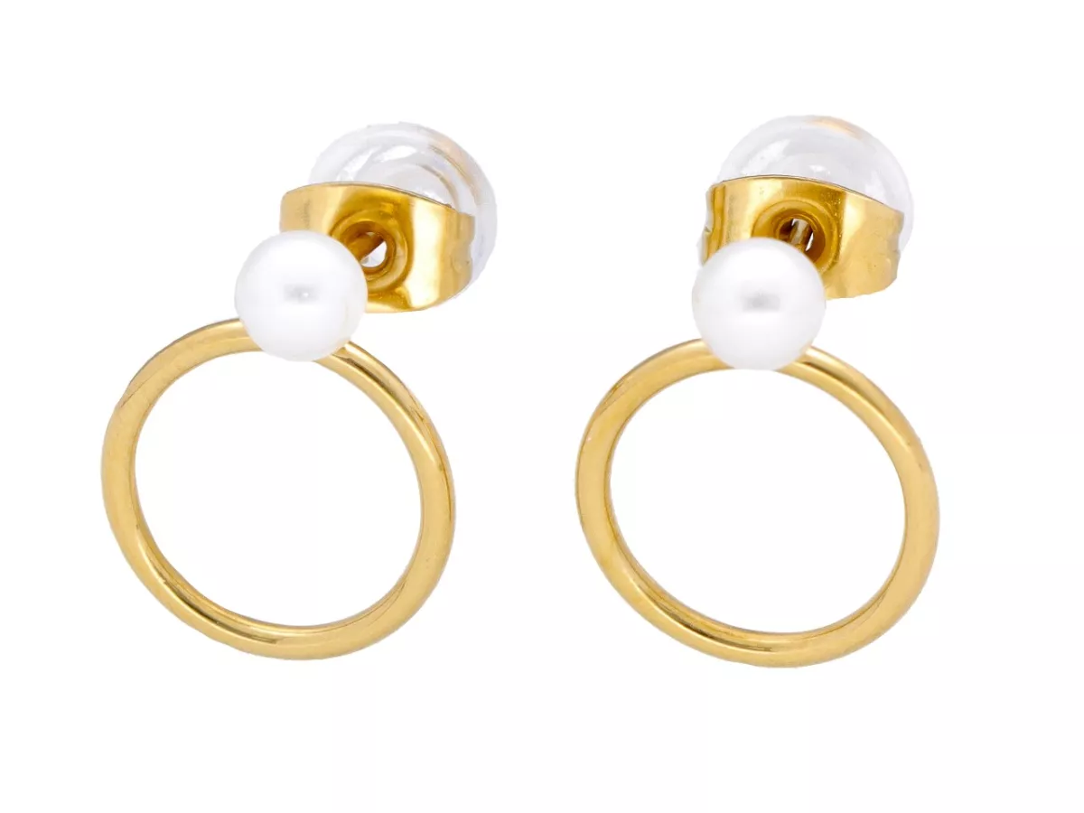 U1O50 KOLCZYKI PERŁA MAJORKA I STAL CHIRURGICZNA 1 PARA