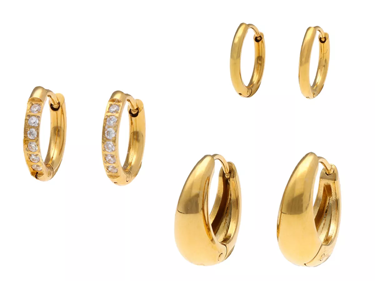 U1Z24 ZESTAW KOLCZYKÓW STAL CHIRURGICZNA 3 PARY