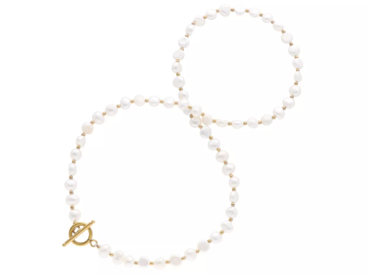 N3O78 NASZYJNIK PERŁA NATURALNA I HEMATYT