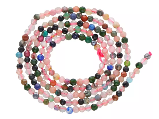 K6S49 MIX KAMIENI KULE FASETOWANE 2 mm - 1 SZNUR