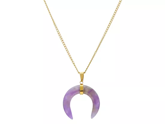 N3I27 NASZYJNIK RÓG OBFITOŚCI AMETYST I STAL CHIRURGICZNA