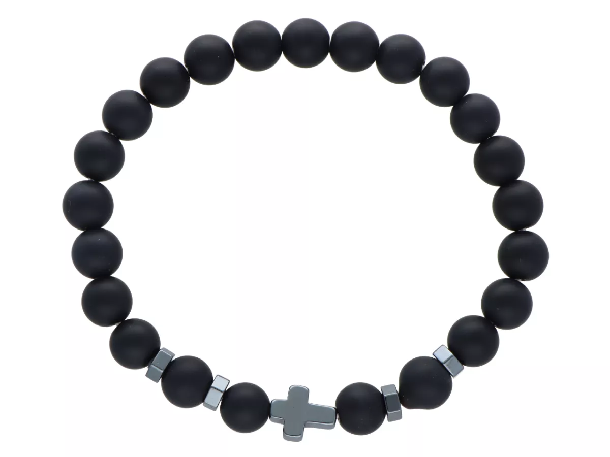 R4N88 BRANSOLETKA ONYKS MATOWY KULE 8 mm