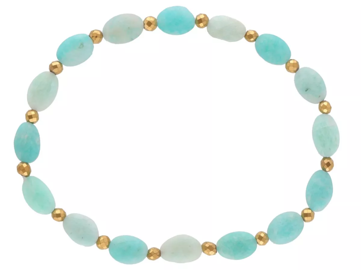 R5G76 BRANSOLETKA AMAZONIT I HEMATYT