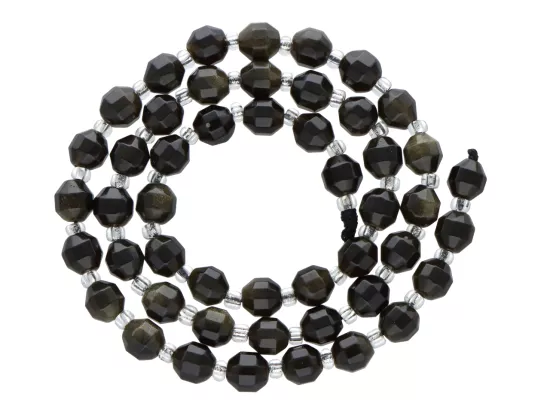 K7I56 ZŁOTY OBSYDIAN KULE FASETOWANE 6 mm - 1 SZNUR