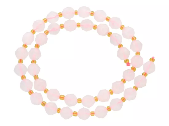 K7R90 KWARC RÓŻOWY DIAMENTOWY KULE FASETOWANE 8 mm 1 SZNUR