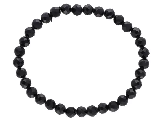 R4D99 BRANSOLETKA TURMALIN CZARNY KULE FASETOWANE 6 mm