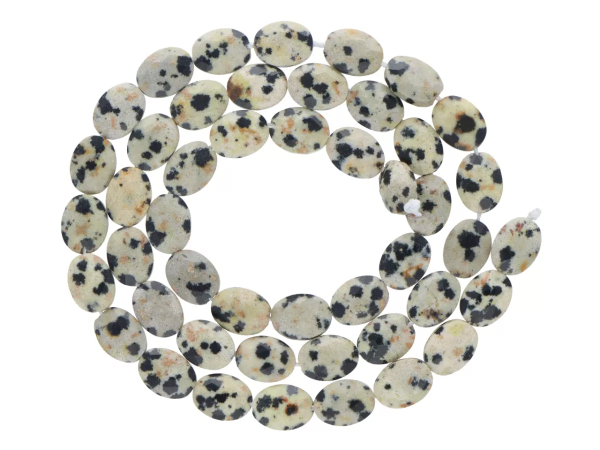 K7P75 JASPIS DALMATYŃSKI OWAL FASETOWANY 6/8 mm - 1 SZNUR