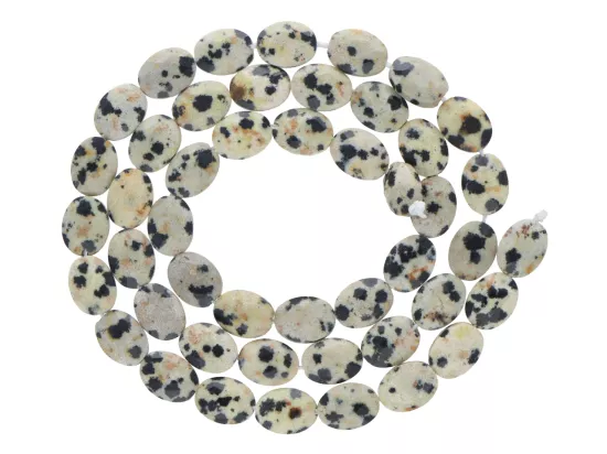 K7P75 JASPIS DALMATYŃSKI OWAL FASETOWANY 6/8 mm - 1 SZNUR