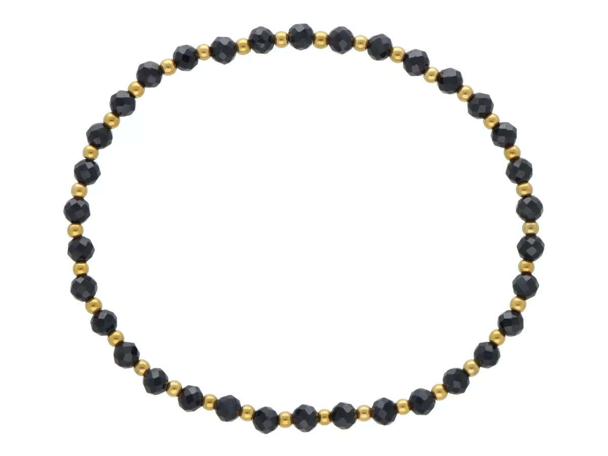 R5D66 BRANSOLETKA TURMALIN CZARNY I HEMATYT MIODOWY