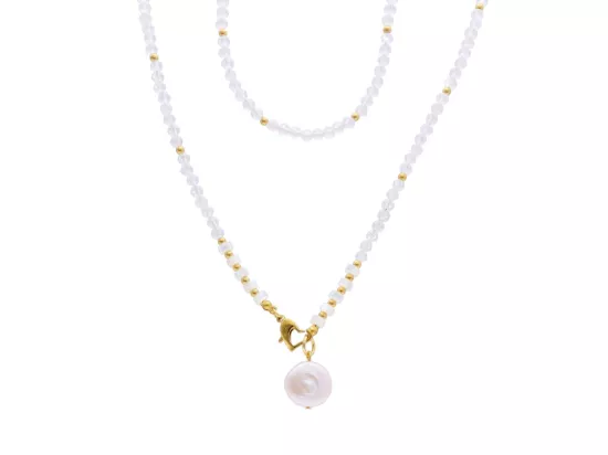 N3M36 NASZYJNIK KRYSZTAŁ GÓRSKI I MASA PERŁOWA