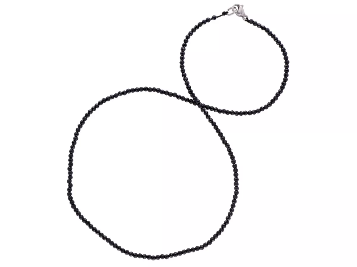 N3E44 NASZYJNIK SPINEL KULE FASETOWANE 2 mm