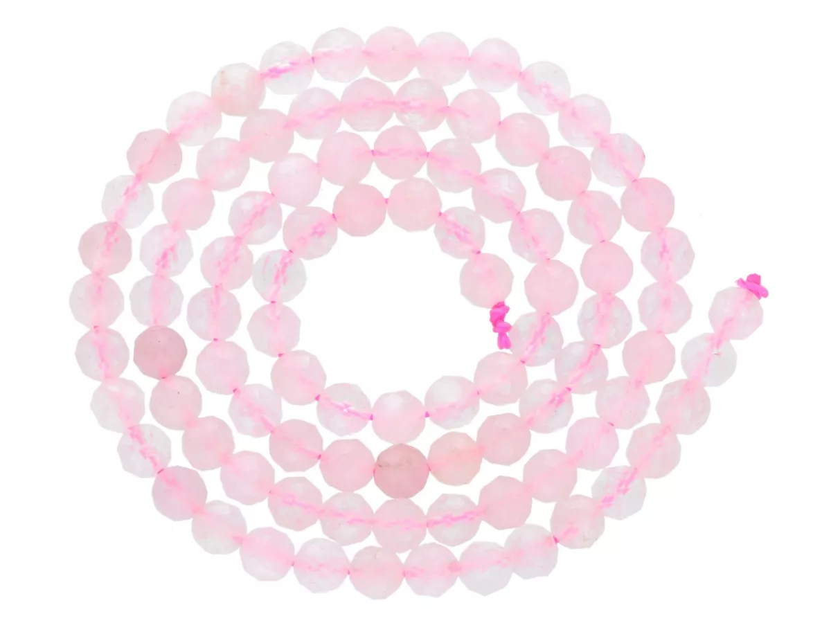 K6N72 KWARC RÓŻOWY KULE FASETOWANE 4,5 mm - 1 SZNUR