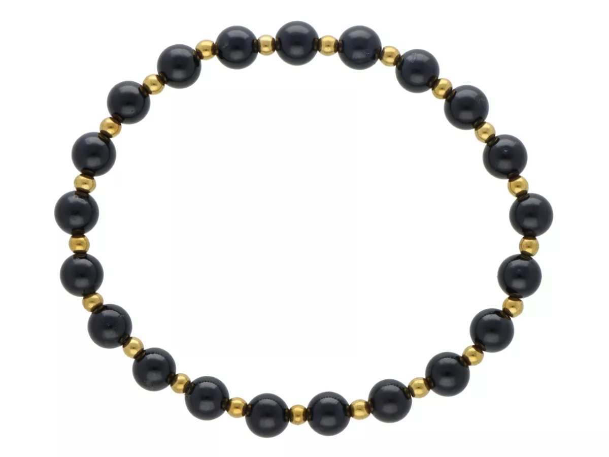 R5D65 BRANSOLETKA TURMALIN CZARNY I HEMATYT MIODOWY