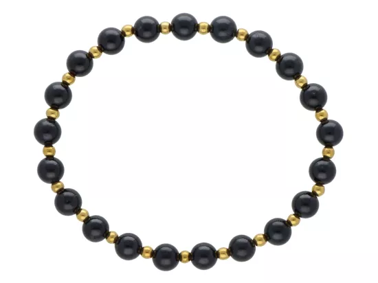 R5D65 BRANSOLETKA TURMALIN CZARNY I HEMATYT MIODOWY