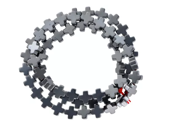 K6R52 HEMATYT KRZYŻYKI 6/6 mm - 1 SZNUR