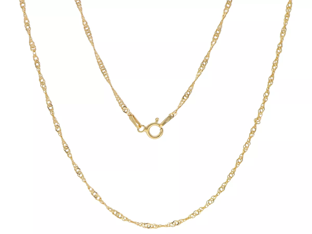 P3I68 ŁAŃCUSZEK SINGAPORE 45 cm SREBRO 925 POZŁACANE